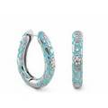 Lauren G. Adams Flowers by Orly - Long Huggie Earrings (Silver/Blue)